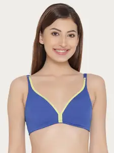 Clovia Blue Solid Non-Wired Non Padded T-shirt Bra BR0887Z0832B