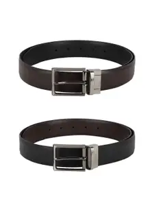 Peter England Men Black Solid Reversible Belt