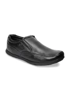 Red Chief Men Black Solid Leather Formal Slip-Ons