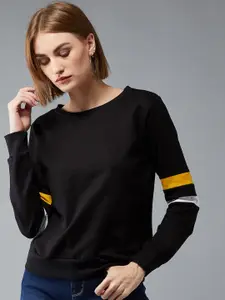 DOLCE CRUDO Women Black Solid Sweatshirt