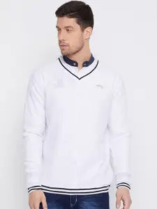JUMP USA Men White Solid Pullover Sweater