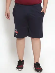 plusS Men Navy Blue Solid Regular Fit Regular Shorts