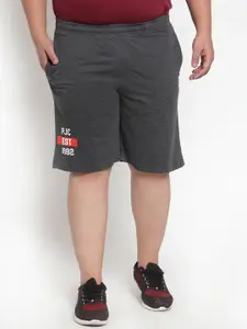 plusS Men Grey Solid Regular Fit Regular Shorts