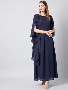 Athena Women Navy Blue Embellished Maxi Dress