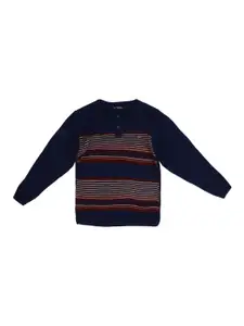 Allen Solly Junior Boys Navy Blue Striped Pullover Sweater