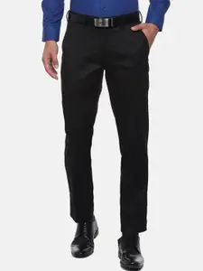 Louis Philippe Men Black Regular Fit Solid Formal Trousers