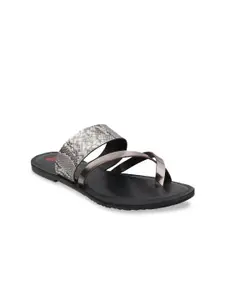 Metro Women Grey Textured Open Toe Flats