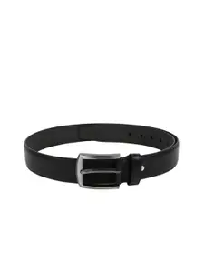 Kara Men Black Textured Leather Belt