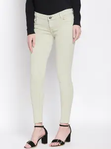 High Star Women Green Slim Fit Mid-Rise Clean Look Stretchable Jeans