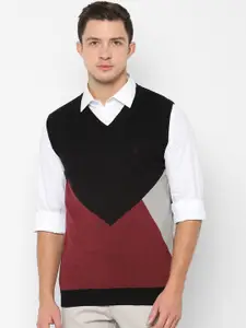Allen Solly Men Black Colourblocked Sweater Vest