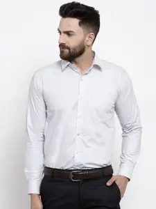 Hancock Men Grey Slim Fit Solid Formal Shirt