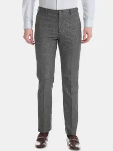 Arrow New York Men Grey Tapered Fit Solid Formal Trousers