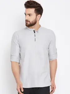 even Men Grey Solid Straight Kurta