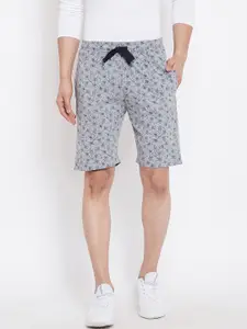 Adobe Men Grey & Navy Blue Printed Regular Fit Regular Shorts