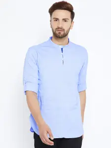 even Men Blue Solid Straight Kurta