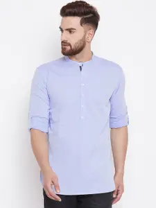 even Men Blue Striped Straight Kurta