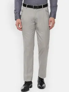 Louis Philippe Men Grey Regular Fit Solid Formal Trousers