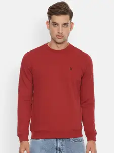 Allen Solly Men Red Solid Sweatshirt