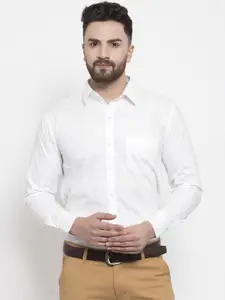 Hancock Men White Slim Fit Solid Formal Shirt