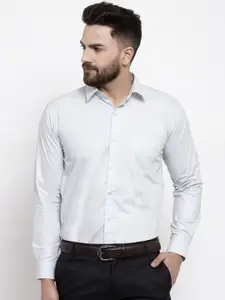 Hancock Men Grey Slim Fit Solid Formal Shirt