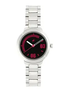 Fastrack Women Black & Red Analogue Watch 6150SM05
