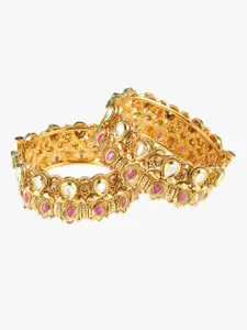 Adwitiya Collection Women Set of 2 34 kt Gold-Plated Embellished Handcrafted Bangles