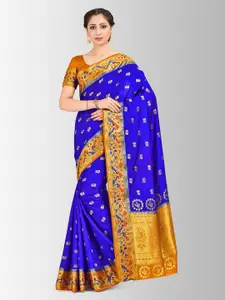 MIMOSA Blue Art Silk Embellished Paithani Saree