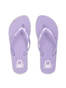 United Colors of Benetton Women Purple Solid Thong Flip-Flops