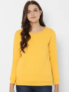 Allen Solly Woman Yellow Solid Sweatshirt