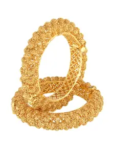 Adwitiya Collection Women Set of 2 24 kt Gold-Plated Handcrafted Bangles