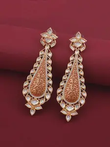 Tistabene Red & Gold-Toned Enamelled Classic Drop Earrings