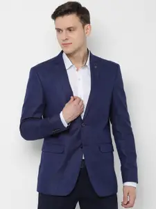 Allen Solly Men Navy Blue Solid Slim-Fit Single-Breasted Blazer