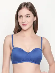 Lady Love Blue Solid Non-Wired Non Padded Balconette Bra LLBR8082