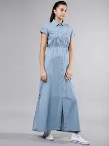 Tokyo Talkies Women Solid Blue Maxi Dress