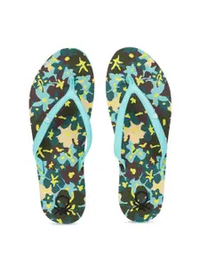 United Colors of Benetton Women Blue Printed Thong Flip-Flops