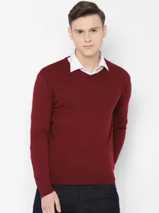 Allen Solly Men Maroon Solid Sweater