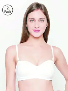 Lady Love Pack of 2 White Solid Non-Wired Non Padded Everyday Bra LLBR8082Combo1
