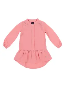 Allen Solly Junior Girls Pink Embellished Drop-Waist Dress