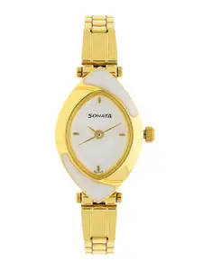 Sonata Women White Analogue Watch 8069YM03