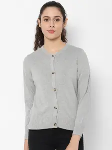 Allen Solly Woman Allen Solly Women Grey Solid Cardigan Sweater