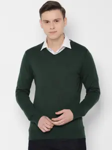 Allen Solly Men Green Solid Sweater
