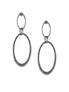Mali Fionna Silver-Toned Geometric Drop Earrings