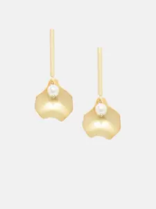 Mali Fionna Gold-Toned & White Quirky Drop Earrings