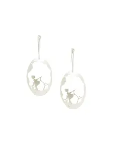 Mali Fionna Silver-Toned Oval Drop Earrings