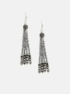 Mali Fionna Silver-Toned & Grey Quirky Drop Earrings