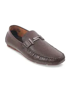 Mochi Men Brown Leather Driving Shoes