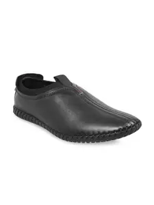 Mochi Men Black Leather Driving Shoes