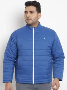 John Pride Plus Size Men Blue Solid Padded Jacket