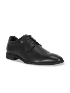 Van Heusen Men Black Solid Leather Formal Derbys