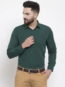 English Navy Men Green Slim Fit Solid Formal Shirt